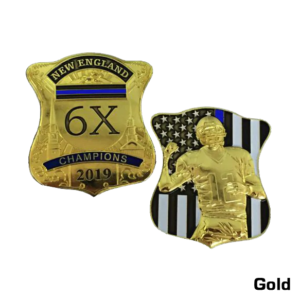 Gold Tom Brady New England Patriots inspired Challenge Coin Boston Police G-010