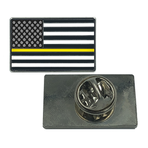 Thin Gold Line Flag Pin 911 Dispatcher Emergency Yellow EL8-015 - www.ChallengeCoinCreations.com