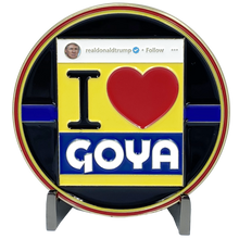 Load image into Gallery viewer, Goya President Donald J. Trump MAGA Thin Blue Line Police Challenge Coin 45 Keep America Great Make DL11-01 - www.ChallengeCoinCreations.com