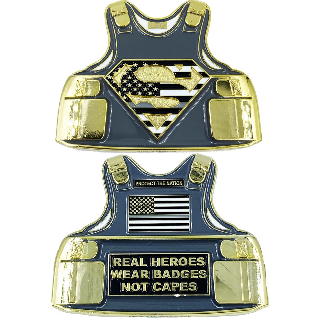 Correctional Officer Super Hero Body Armor Challenge Coin Corrections Prison Jail Superman inspired DL4-15 - www.ChallengeCoinCreations.com