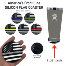 Thin Gray Line Correctional Officer American Flag Silicone Coaster for drinks CO Corrections DL4-03 - www.ChallengeCoinCreations.com