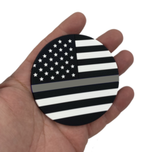 Thin Gray Line Correctional Officer American Flag Silicone Coaster for drinks CO Corrections DL4-03 - www.ChallengeCoinCreations.com