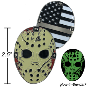 Thin Gray Line COrrections Jason Voorhees CO Goalie Mask Friday the 13th Correctional Officer K-022 - www.ChallengeCoinCreations.com