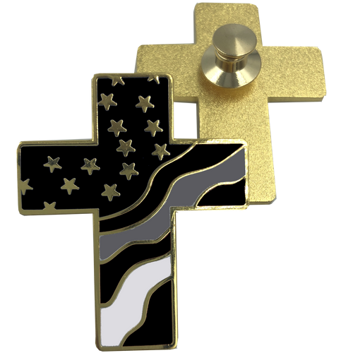 Thin Gray Line American Flag Cross USA Lapel pin Cloisonné Correctional Officer Corrections Thin Gray Line American Flag Cross USA Lapel pin Cloisonné Correctional Officer Corrections P-015 - www.ChallengeCoinCreations.com