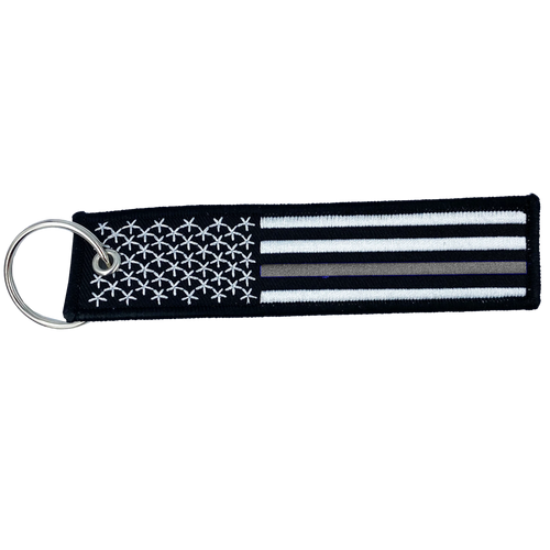 Thin Gray Line Correctional Officer Flag Law Enforcement Keychain or Luggage Tag or zipper pull CO Corrections CC-001 LKC-01 - www.ChallengeCoinCreations.com