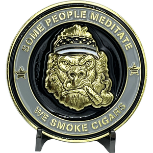 Corrections CO Thin Gray Line Correctional Officer Cigar Gorilla Challenge Coin Tap Dat Ash Some People Meditate We Smoke Cigars BL12-010 - www.ChallengeCoinCreations.com