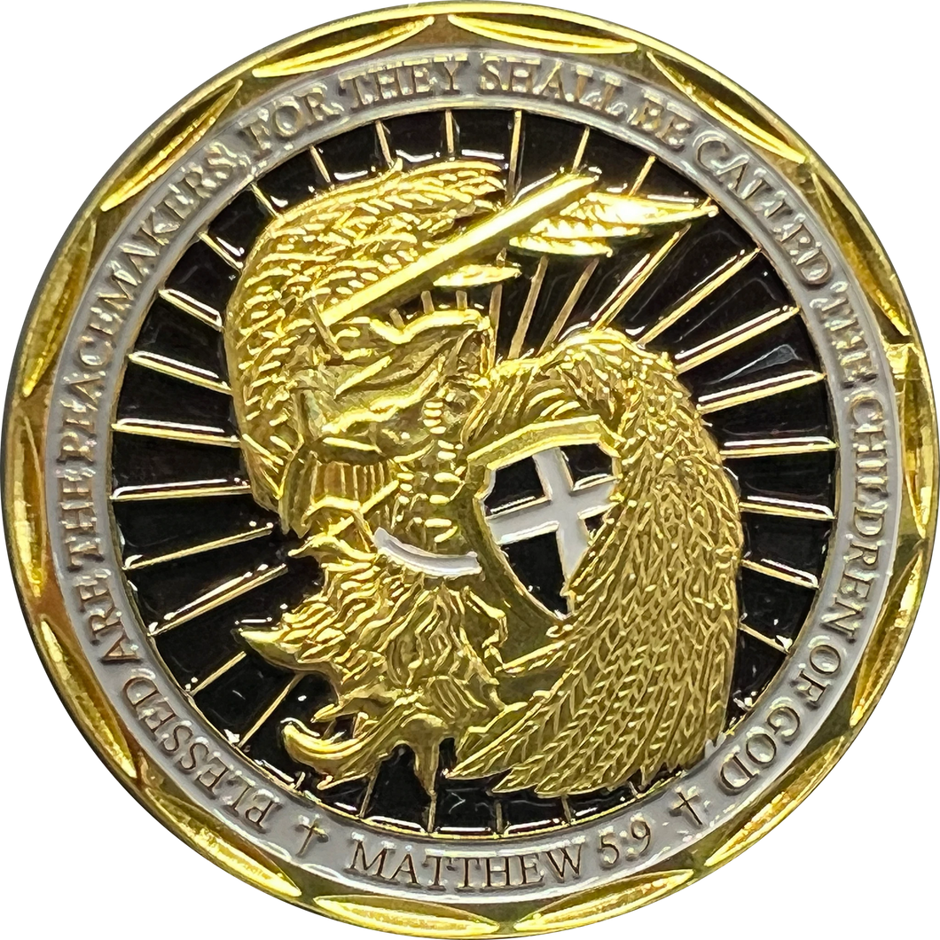 Saint Michael Police Prayer Challenge Coin Thin Gray Line Corrections CO Correctional Officer St. Michael Protect Us GL4-007