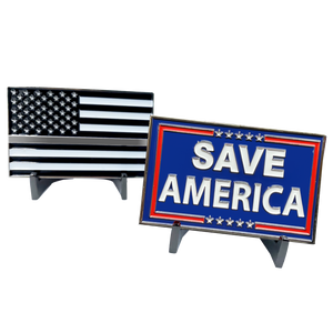 Save America Correctional Officer CO Thin Gray Line American Flag Challenge Coin Corrections Police Trump MAGA DeSantis GL2-015