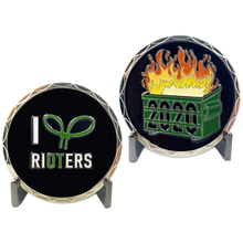 Load image into Gallery viewer, I Love Rioters 2020 Dumpster Fire Handcuff Zip Ties Police Thin Green Line Overtime Challenge Coin DL2-05 - www.ChallengeCoinCreations.com