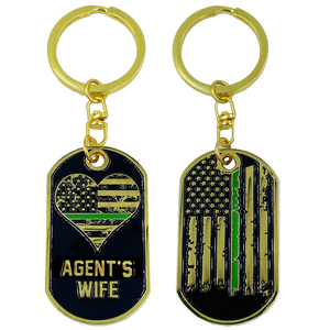 Agent's Wife Thin Green Line American Flag Challenge Coin Keychain Border Patrol BP CBP AA-007 - www.ChallengeCoinCreations.com