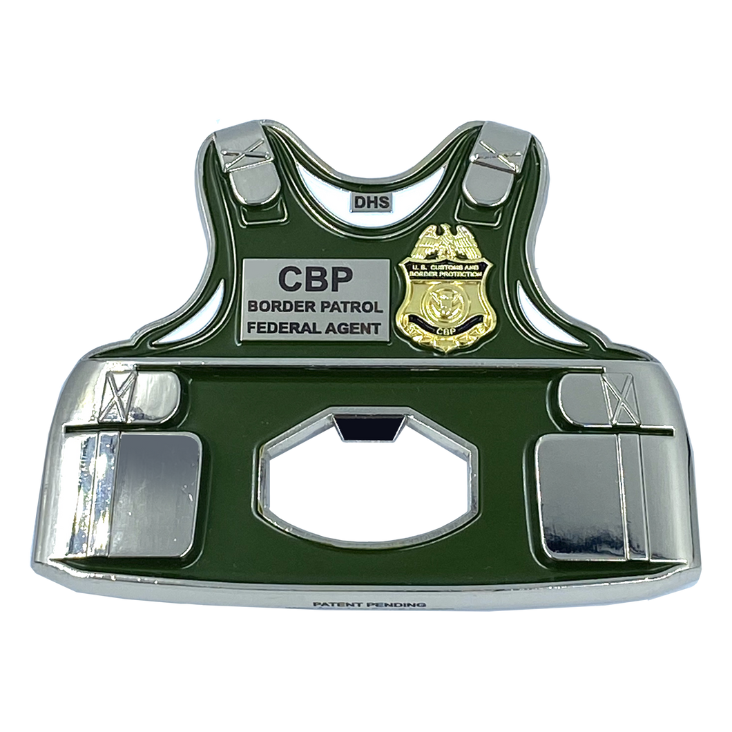 Border Patrol Prayer Bottle Opener Body Armor Ballistic Vest Challenge Coin Agent BPA DL5-10 - www.ChallengeCoinCreations.com