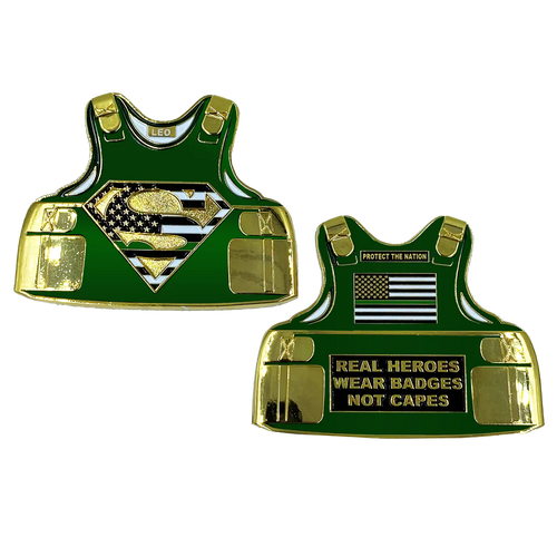Police Body Armor Challenge Coin thin green line Border Patrol Capes CBP Sheriff Army Marines GL2-08