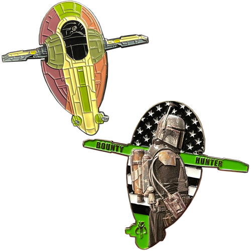 Bounty Hunter Slave 1 One I Thin Green Line CBP Border Patrol Deputy Sheriff Marines Army Challenge Coin BL13-012 - www.ChallengeCoinCreations.com