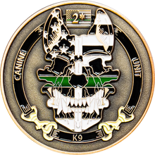Load image into Gallery viewer, Border Patrol Agent Canine Enforcement K9 Thin Green Line Challenge Coin CBP BPA GL11-003