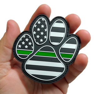 Border Patrol Thin Green Line K9 Canine Rubber Silicone Morale Patch large 3 inch with hook and loop Military EE-020 PAT-233