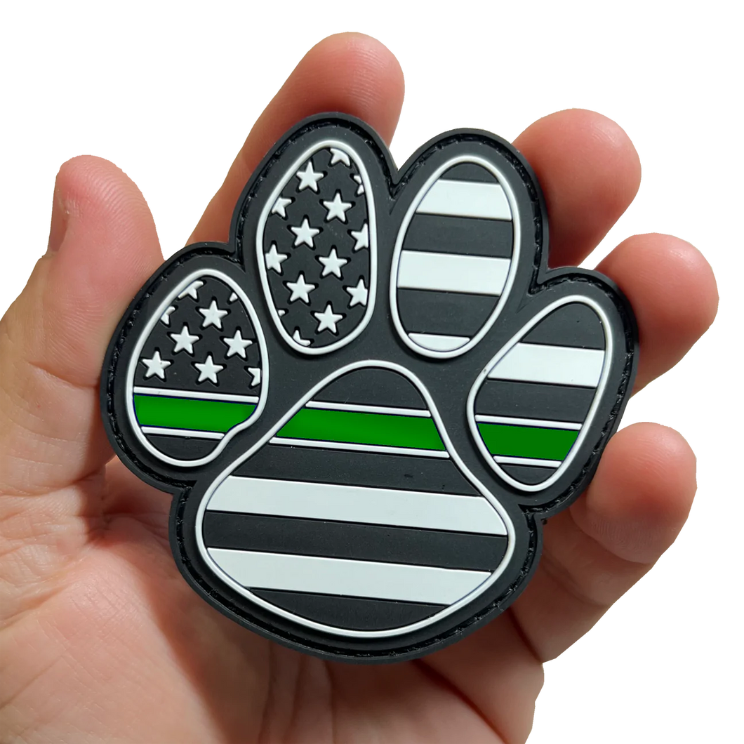 Border Patrol Thin Green Line K9 Canine Rubber Silicone Morale Patch large 3 inch with hook and loop Military EE-020 PAT-233