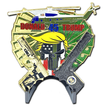 Load image into Gallery viewer, Yuge Glock and 1911 Thin Green Line Cops for Donald Trump POTUS MAGA Marine One 1 helicopter Border Patrol Sheriff Marines ArmyChallenge Coin MM-009 - www.ChallengeCoinCreations.com