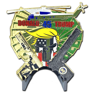 Yuge Glock and 1911 Thin Green Line Cops for Donald Trump POTUS MAGA Marine One 1 helicopter Border Patrol Sheriff Marines ArmyChallenge Coin MM-009 - www.ChallengeCoinCreations.com