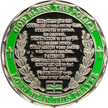 Load image into Gallery viewer, Saint Michael Police Prayer Challenge Coin Thin Green Line Army Marines CBP Border Patrol St. Michael Protect Us GL3-007