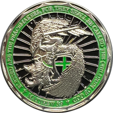 Load image into Gallery viewer, Saint Michael Police Prayer Challenge Coin Thin Green Line Army Marines CBP Border Patrol St. Michael Protect Us GL3-007