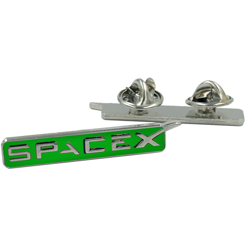 SpaceX pin Space X dual pin back green lapel pin K-008 - www.ChallengeCoinCreations.com