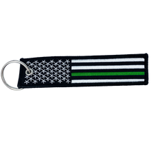 Load image into Gallery viewer, Thin Green Line Sheriff Deputy Military Flag Law Enforcement Border Patrol Keychain or Luggage Tag or zipper pull Army Marines Security DD-001 LCK-05 - www.ChallengeCoinCreations.com