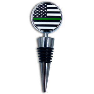 Thin Green Line American Flag Wine Bottle Stopper Challenge Coin Sheriff Army Marines Security CBP Border Patrol AA-011 - www.ChallengeCoinCreations.com