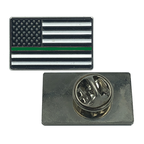 Thin Green Line Flag Pin: Border Patrol, CBP, Army, Sheriff, Security P-044 - www.ChallengeCoinCreations.com