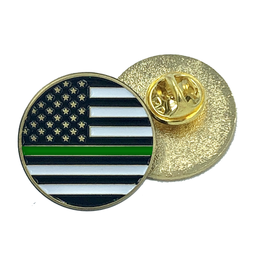 Thin Green Line pin american flag Army, Security, Border Patrol, Sheriff (round) P-012 - www.ChallengeCoinCreations.com