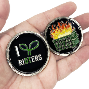 I Love Rioters 2020 Dumpster Fire Handcuff Zip Ties Police Thin Green Line Overtime Challenge Coin DL2-05 - www.ChallengeCoinCreations.com