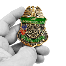 Load image into Gallery viewer, CBP Border Patrol Agent Thin Green Line Flag Challenge Coin BPA Proverbs 28:1 Lion GL5-001