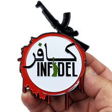 Load image into Gallery viewer, Infidel Statue of Liberty American Flag M4 Thin Green Line Challenge Coin Border Patrol Army Marines Military DL8-09 - www.ChallengeCoinCreations.com