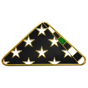 Thin Green Line Police Honor Guard Folded US Flag Pin CBP Border Patrol Army Marines Military Veteran PBX-004-F P-225