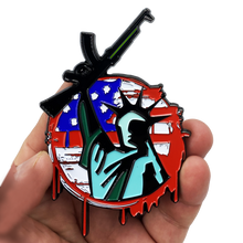 Load image into Gallery viewer, Infidel Statue of Liberty American Flag M4 Thin Green Line Challenge Coin Border Patrol Army Marines Military DL8-09 - www.ChallengeCoinCreations.com