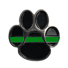 Load image into Gallery viewer, K9 Paw Thin Green Line Canine Lapel Pin Police Deputy Sheriff Border Patrol Military Army Marines CL6-011 - www.ChallengeCoinCreations.com