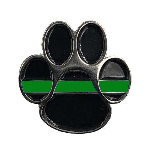 K9 Paw Thin Green Line Canine Lapel Pin Police Deputy Sheriff Border Patrol Military Army Marines CL6-011 - www.ChallengeCoinCreations.com