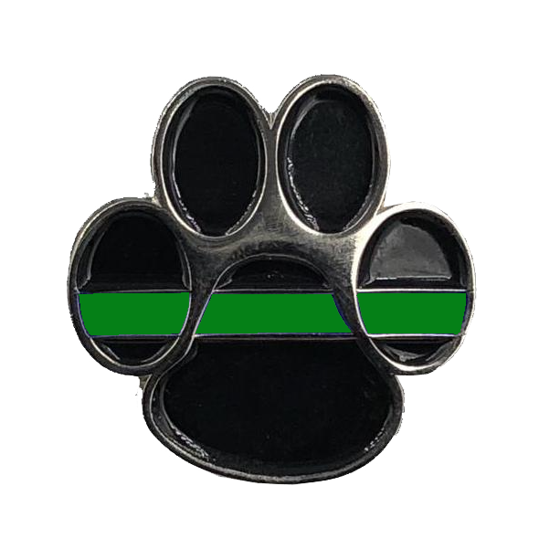 K9 Paw Thin Green Line Canine Lapel Pin Police Deputy Sheriff Border Patrol Military Army Marines CL6-011 - www.ChallengeCoinCreations.com