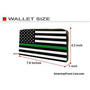 Thin Green Line flag zippered wallet for Border Patrol Agent or gift for Wife, Husband, family Deputy Sheriff Army Marines REF-002 - www.ChallengeCoinCreations.com