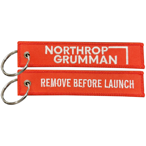Northrop Grumman REMOVE BEFORE LAUNCH Keychain or Luggage Tag or zipper pull SpaceX Nasa Space Force BL6-013 LKC-11 - www.ChallengeCoinCreations.com