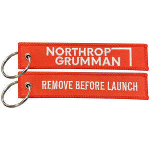 Northrop Grumman REMOVE BEFORE LAUNCH Keychain or Luggage Tag or zipper pull SpaceX Nasa Space Force BL6-013 LKC-11 - www.ChallengeCoinCreations.com