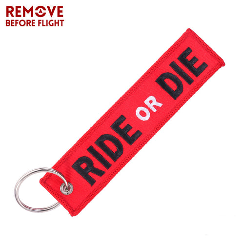 RIDE OR DIE Red Keychain Luggage Tag Motorcycle Bike Week Harley Kawasaki Suzuki Honda Yamaha Sturgis LKC-51 - www.ChallengeCoinCreations.com