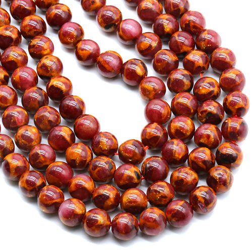 Red Cloisonne  8MM Beads Natural 15