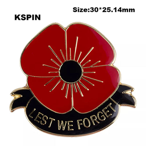 Lest We Forget Poppy Cloisonné Pin American Legion Veterans Day Lest We Forget Army Navy Air Force Marines Coast Guard Merchant Marines FREE USA SHIPPING  SHIPS FROM USA P-200C