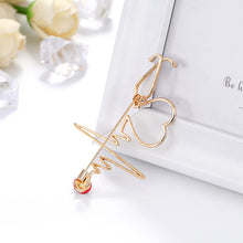 Load image into Gallery viewer, Heart Heartbeat Stethoscope EKG Medical Nurse Doctor EMT EMS Pin Brooch P-018 - www.ChallengeCoinCreations.com