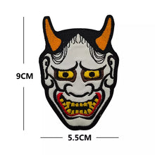 Load image into Gallery viewer, Glow in the Dark Evil Horned Devil Skull Embroidered  Hook and Loop Morale Patch Army Navy USMC Air Force LEO FREE USA SHIPPING SHIPS FROM USA PAT-340