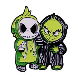 Christmas Halloween Grinch Jack Skellington Mashup Enamel Pin Horror Free Shipping In The USA ZQ-184