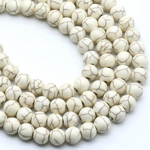 White Howlite 8MM Beads Natural 15" (+/- 44) Beads per strand B-54