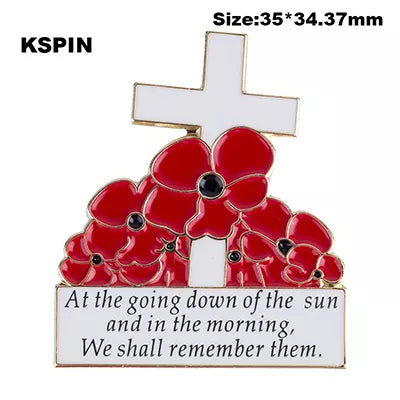 Cross With Poppies Poppy Pin American Legion Veterans Day Lest We Forget Army Navy Air Force Marines Coast Guard Merchant Marines FREE USA SHIPPING  SHIPS FROM USA P-198B