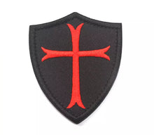 Load image into Gallery viewer, Templar Cross on Shield Embroidered Hook and Loop Patch FREE USA SHIPPING SHIPS FROM USA V00098-1/2 PAT-267/268