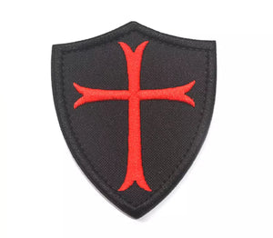 Templar Cross on Shield Embroidered Hook and Loop Patch FREE USA SHIPPING SHIPS FROM USA V00098-1/2 PAT-267/268